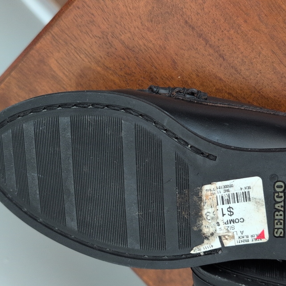 Sebago Black Leather Slip-On Loafers shoes Size 5.5 - Picture 6 of 8